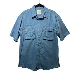 Red Head‎ Mens Blue Short Sleeve Button Up Shirt Size M Utility Outdoors Pockets
